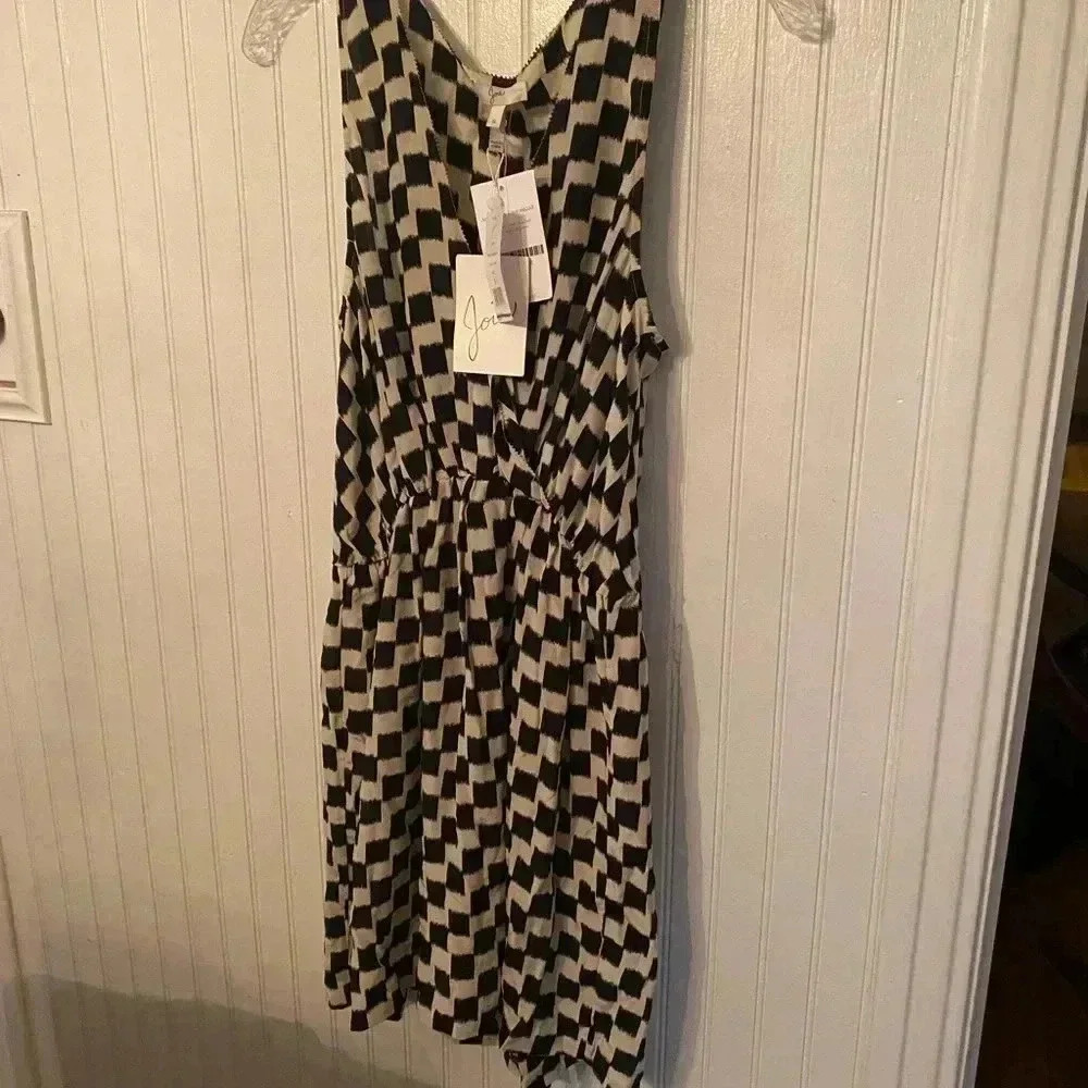 Joie Black and Cream Checked Mini Dress